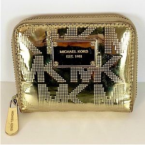 Michael Kors Jetset Biofold Gold Medium Zip Wallet